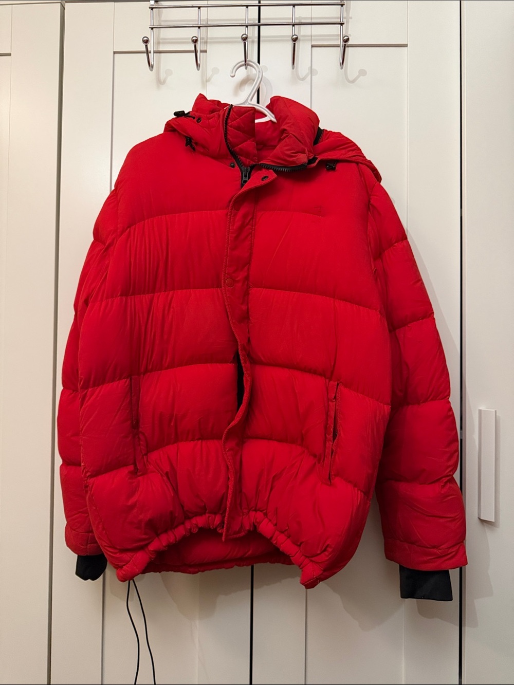 TNA Men's Red Oversized Puffer Jacket with Hood